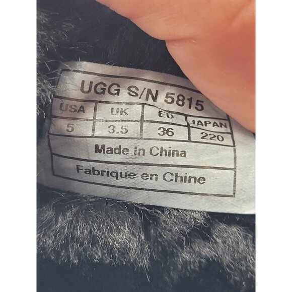 UGG Women's Australia Tall Sheepskin Suede Boots Black Style 5815 Size 5 EU 36 - Picture 13 of 15